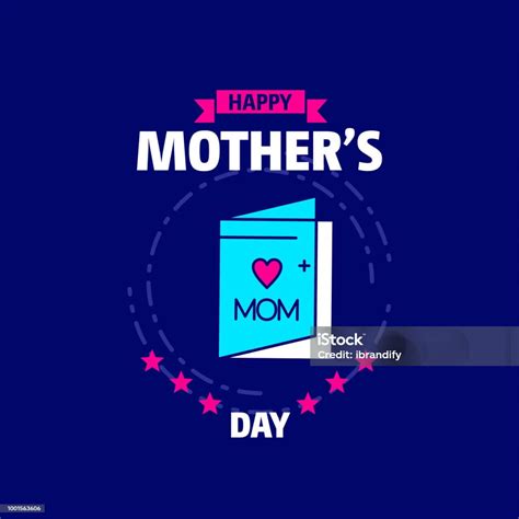 Happy Mothers Day Greetings Card With Unique Design And Blue Theme