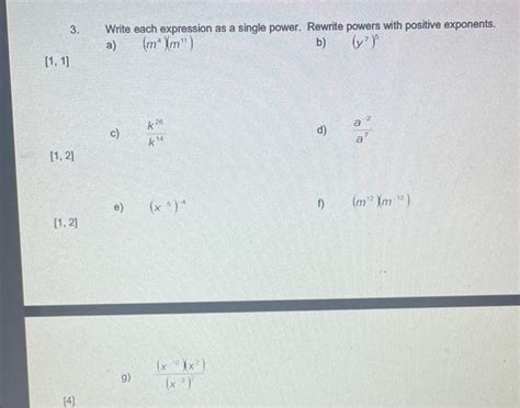 Solved Write Each Expression As A Single Power Rewrite Chegg