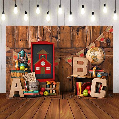 Photography Background Back To School Book Wood Party Planks Decor Backdrop Photocall Photo