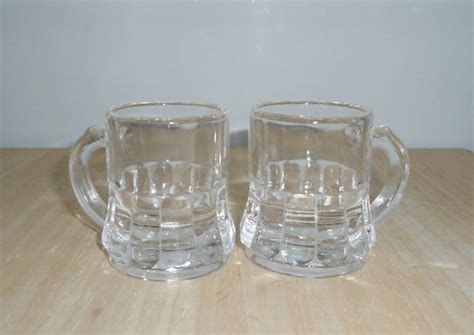 Vintage Federal Glass Miniature Beer Mug Shot Glasses Set Of