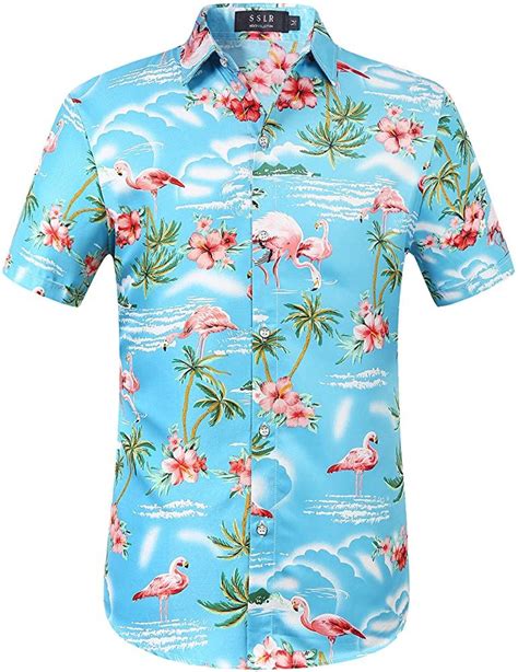 SSLR Herren Hawaii Hemd Kurzarm Floral Gedruckt Regulär fit Sommer