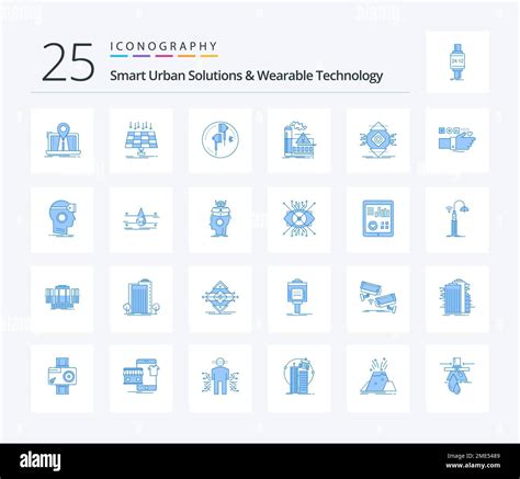 Smart Urban Solutions And Wearable Technology 25 Blue Color Icon Pack