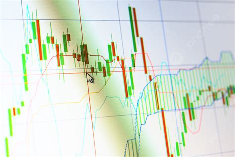 Grafik Pasar Saham Pada Monitor Komputer Majalah Laporan Saham Foto Latar Belakang Dan Gambar