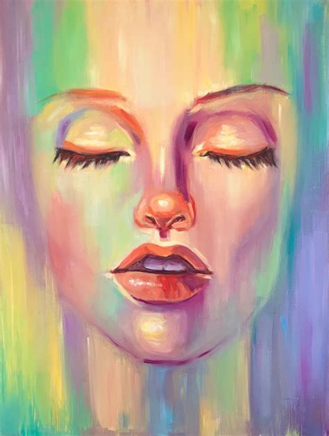 Abstract Woman Face Original Art Oil Painting Etsy