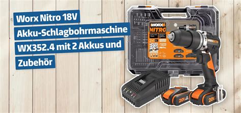 Worx Nitro V Akku Schlagbohrmaschine Wx Mit Akkus Und Zubeh R