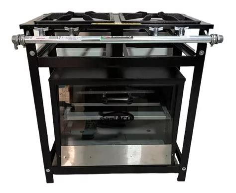 Fogão Industrial 2 Bocas C Forno 55l Tampa Vidro 30x30 Frete grátis