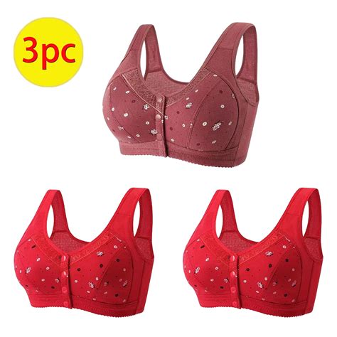 Utoimkio Clearance Front Closure Wireless Bras For Women 3 Pack Comfort