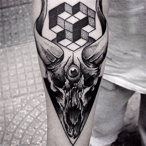 Black Geometry Ram Skull Tattoo By Otheser Otheser Stc Otheser