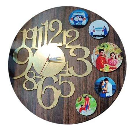 Wooden Multicolor Sublimation Photo Frame Clock For Decoration Size