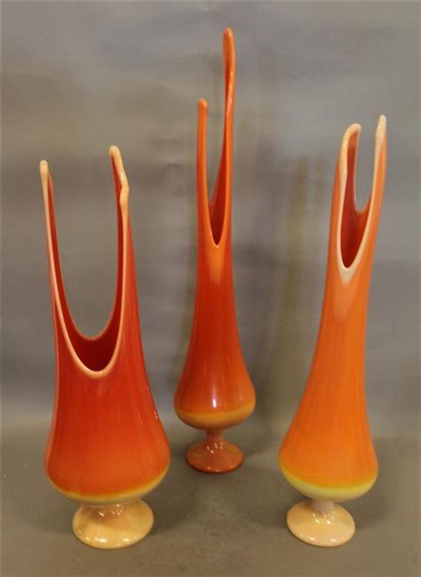 Bittersweet Orange Art Glass Vases Tall Mod 60s Vintage Glass Floor Vase Set Artofit