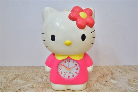 レトロ 1997年 日本製 サンリオ 大きな目覚まし時計 Hello Kitty ハローキティ キティちゃん 高さ31cmハローキティ