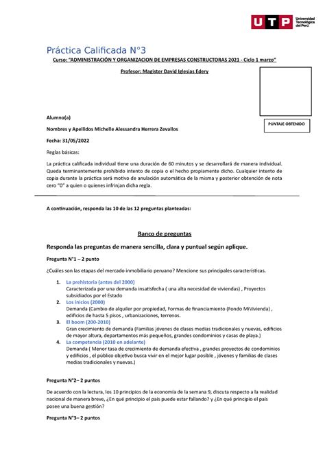 S10 s1 Práctica Calificada N3 Práctica Calificada N Curso