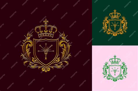 Premium Psd Royal Coat Of Arms Logo With Shield And Helmet Decorations W Template Design Psd