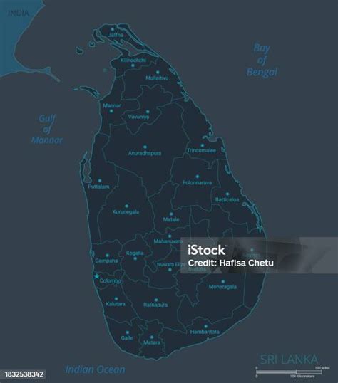 Carte Du Sri Lanka Carte Vectorielle Très Détaillée De Sri Lanka Avec Les Pays Les Noms Des