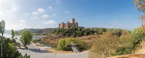 Panoramic view at the Castle of Almourol is a medieval castle atop the ...