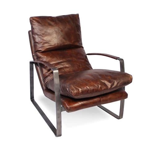 Fauteuil Confortable Style Design En Cuir Marron Vintage Et M Tal