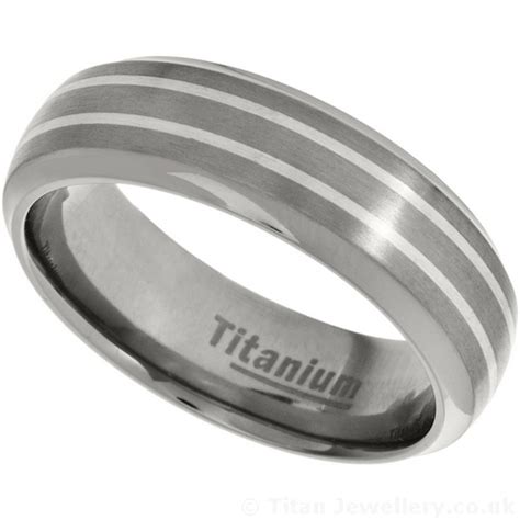 7mm Sterling Silver Inlay Titanium Court Ring