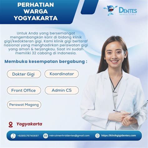 Lowongan Kerja Dokter Gigi Koordinator Front Office Admin Cs