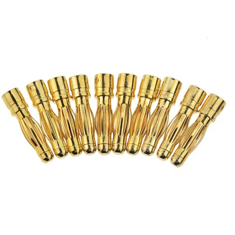 10Pair 4mm Gold Plated Bullet Banana Socket Male F Grandado