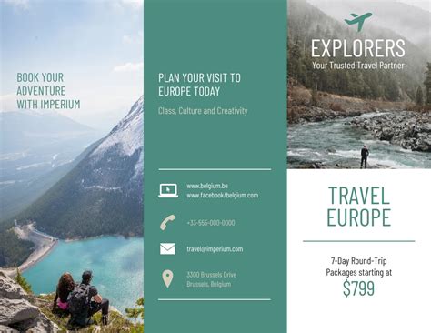 Europe Tourism Travel Tri Fold Brochure Template - Venngage