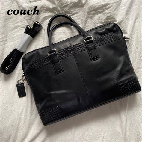 美品⭐️coach コーチ ビジネスバッグ メンズ 黒地 ブラック レザー Blogknakjp