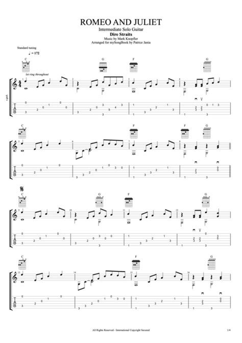 Romeo And Juliet Tab By Dire Straits Guitar Pro Intermediate Solo