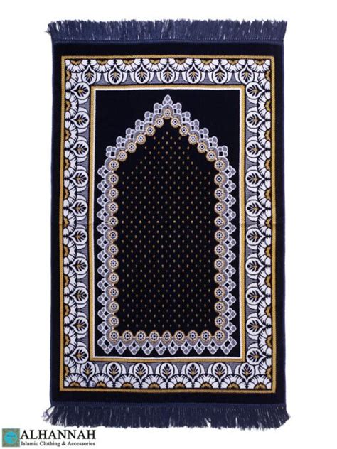 Geometric Feather Turkish Prayer Rug Navy Ii Alhannah Islamic