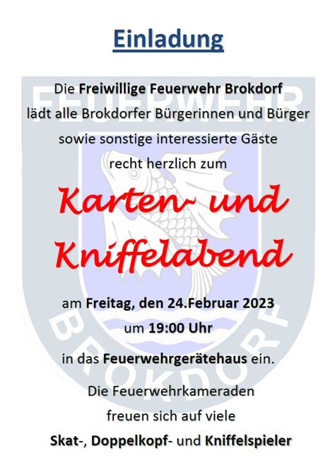 Karten Und Kniffelabend Feuerwehr Brokdorf Brokdorf An Der Elbe