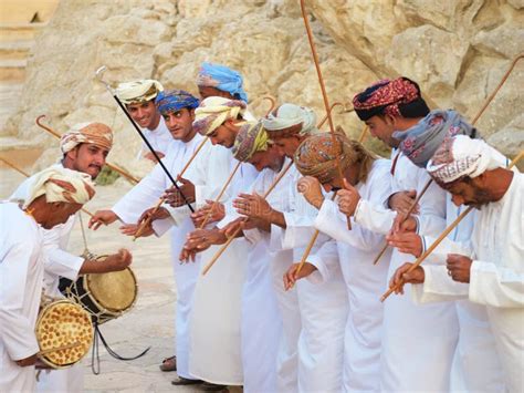 Omani Traditional Dance And Music Arabic Culture Tradition Editorial