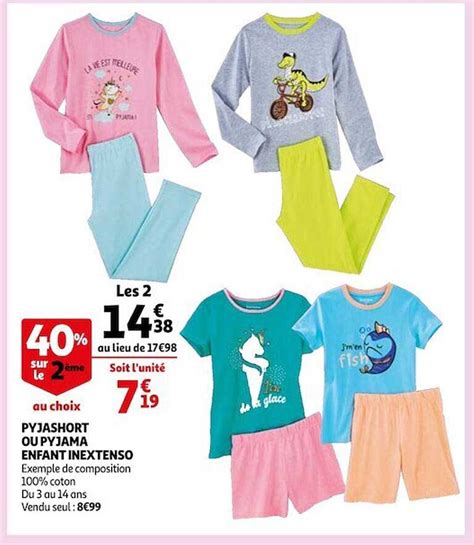 Promo Pyjashort Ou Pyjama Enfant Inextenso Chez Auchan Icatalogue Fr