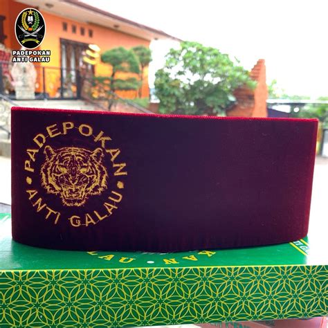 Jual Peci Songkok Warna Merah Ati Logo Macan Padepokan Anti Galau