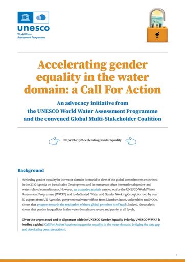 Accelerating Gender Equality In The Water Domain A Call For Action An Advocacy Initiative From