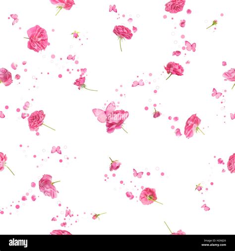 Repeatable Background Of Studio Photographed Flying Roses Petals