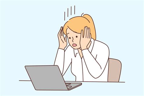 Frustrated Woman Look At Computer Screen Shocked By Unexpected News Or