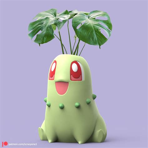 Chikorita Planter D Printed Model Etsy