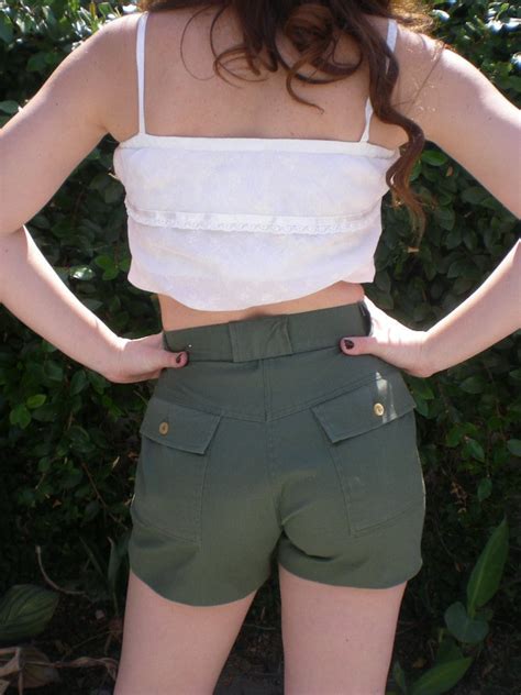 Army Shorts Fatigues Army Green Short Shorts Cute Girls Etsy