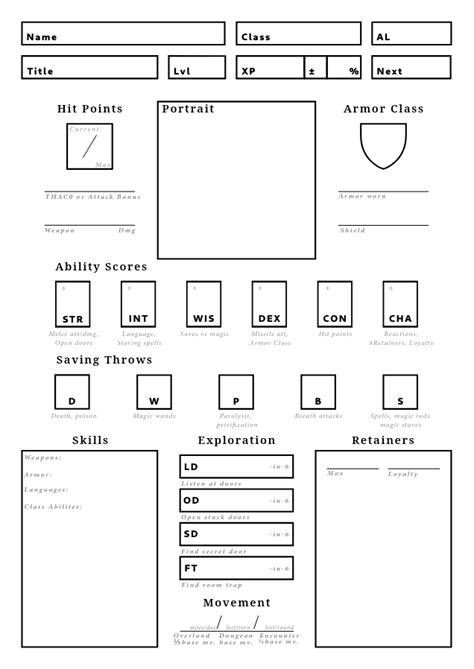 Simple Character Sheet Ose By Jp Dixon