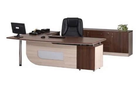 Particle Board 7011 L Shape Wooden Office Table With Storage At Rs