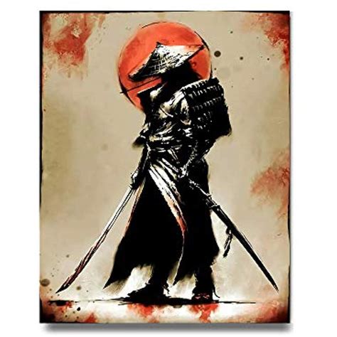 Ifine Art Samurai Warrior Wall Art Framed Oil Paintings Printed On