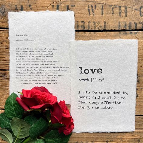 Sonnet 116 By William Shakespeare In Typewriter Font On Handmade Paper