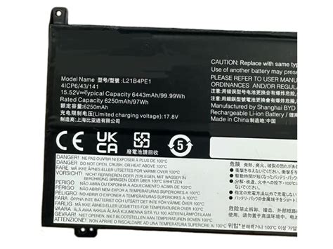 Batterie Pour Ordinateur Portable LENOVO 6250mAh 97WH 15 52V Hautement