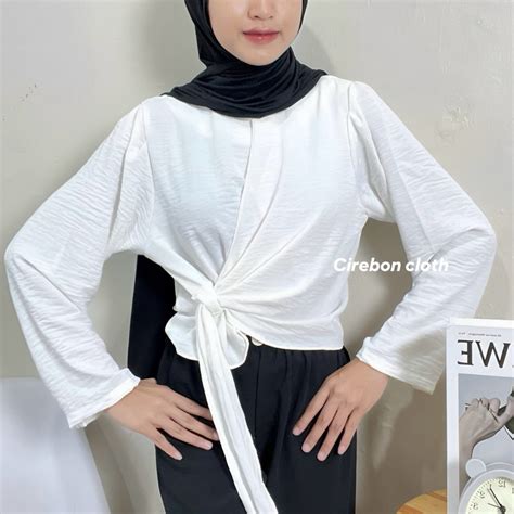 Jual Cirebon Cloth Rhea Wrap Top Blouse Tali Crinkle Airflow