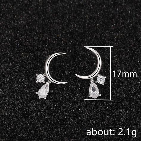 Satın Alın Huitan Exquisite Moon Dangle Earrings For Girls With Crystal Cubic Zirconia Pendant