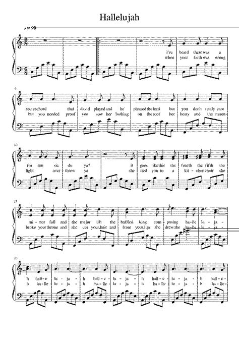 Partitura De Hallelujah Leonard Cohen Partituras Org