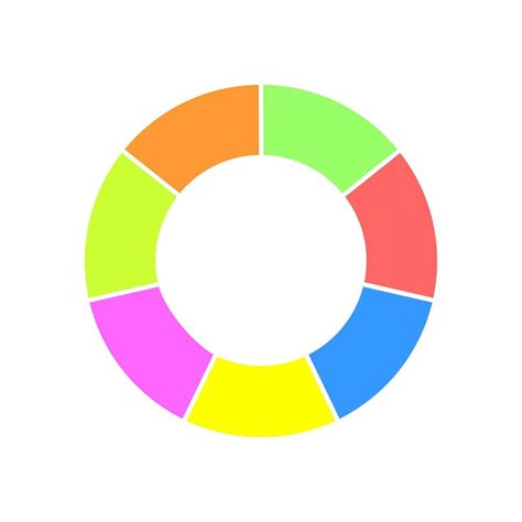 Donut chart divided in 7 sections. Colorful circle diagram. Infographic ...