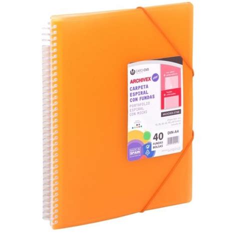 Carpeta Fundas A Espiral Archivex Star Naranja Carchivo Con Ofertas