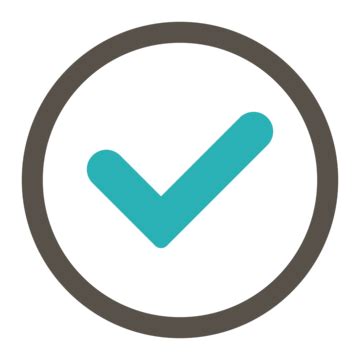 Rounded Raster Icon In Flat Grey And Cyan Check Mark Success Choice