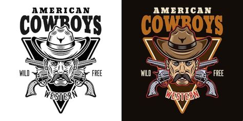 Premium Vector | American cowboys vector vintage emblem label badge or ...