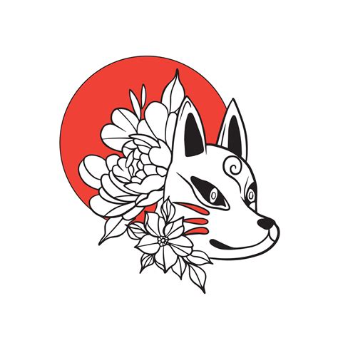 japanese fox mask vector, japanese mask 11651401 Vector Art at Vecteezy