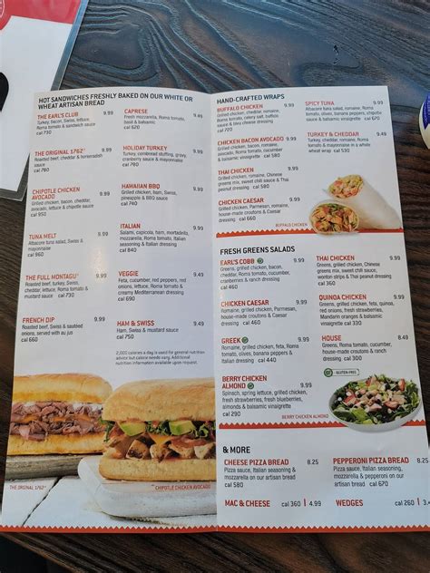 Menu at Earl Of Sandwich restaurant, Edmonton, 98 St NW